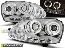 Coppia Fari Fanali Anteriori Tuning GOLF 5 10.2003-09 ANGEL EYES Cromati Alogeni