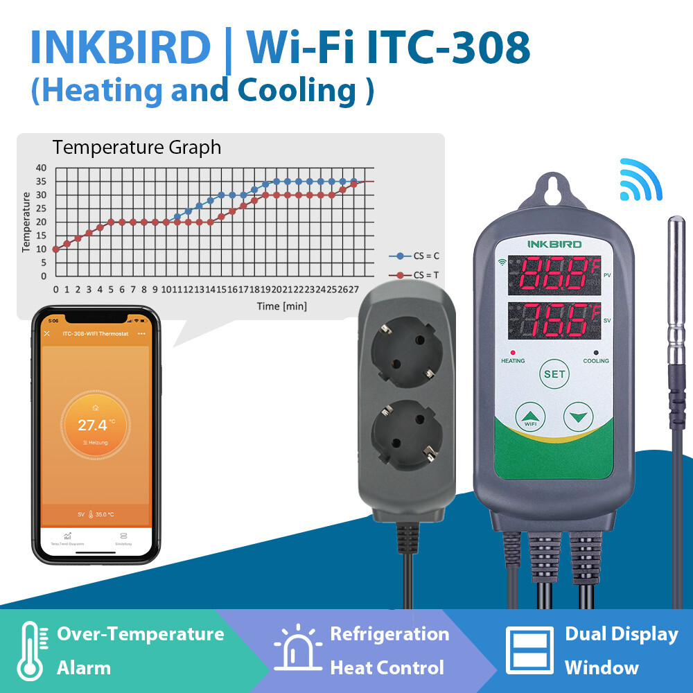 Controlador de temperatura Wifi programable 308 termostato digital inteligente aplicación ue c/f