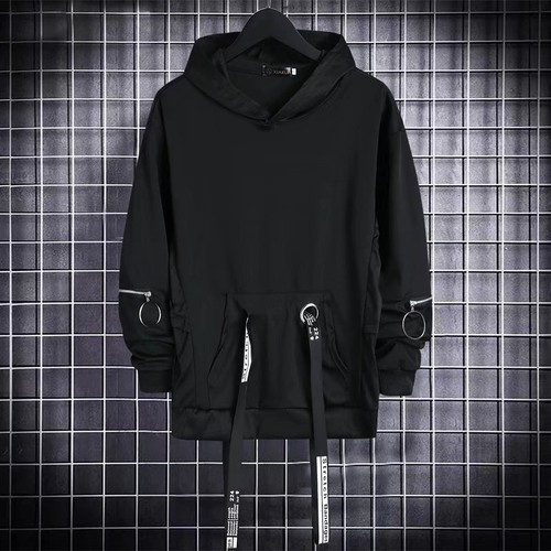 Men Hoodie Sweatshirt Black Hoodies Tops Hip Hop Japanese Streetwear Gothic Punk - Picture 4 of 41
