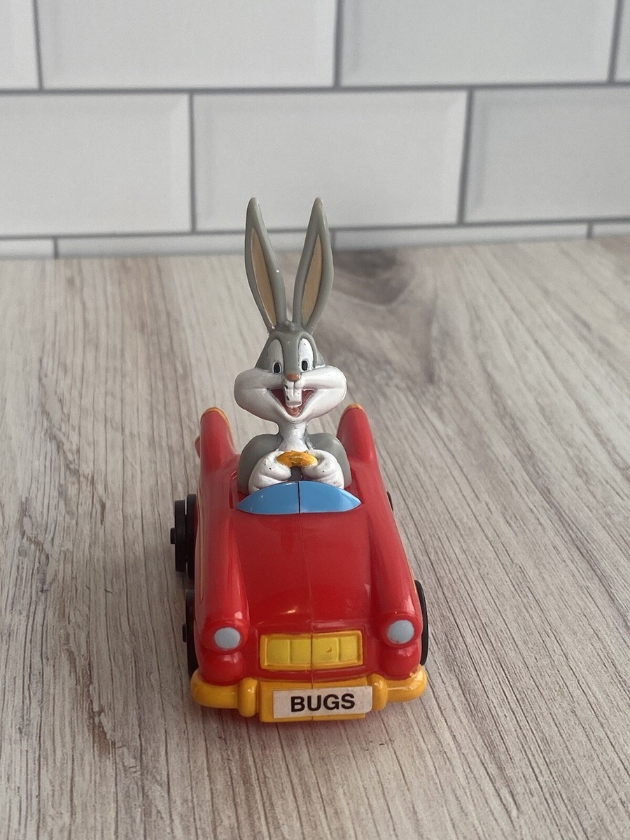 Warner Brothers 1998 Bugs Bunny Driving Car Toy Red Car Hard