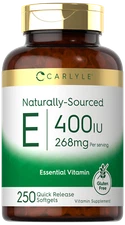 Vitamin E 400 IU | 250 Softgels | Naturally Sourced | Non-GMO  | by Carlyle