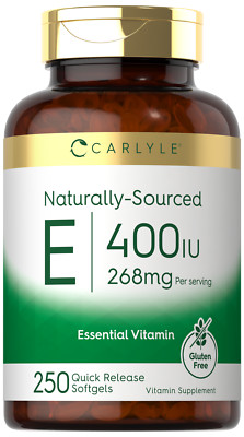 Vitamin E 400 IU | 250 Softgels | Naturally Sourced | Non-GMO  | by Carlyle