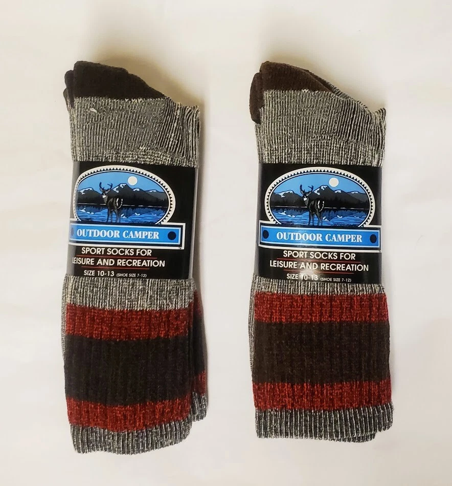 4 Pair Heather Grey MERINO Wool Blend Socks Men's Med-Large FREE SHIP