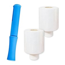 2 Stretchfolie Mini 100mm x 150m transparent 20my mit Abroller Wickelfolie Set