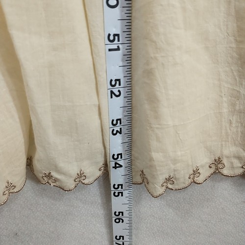 Maxi abito Buna Studio panna cotone ricamo floreale nappe bottoni XL - Foto 7 di 19