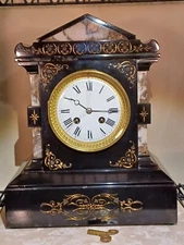 Antique FRENCH Eastlake Marble Mantle/Table Clock circa 1899: NEW PRICE!!!