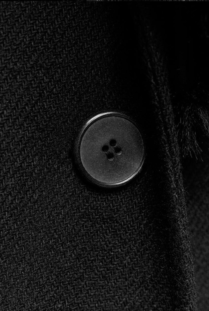 ZARA WOOL COAT WITH FAUX FUR LAPEL COLLAR BLACK FW24/25 SIZES XS