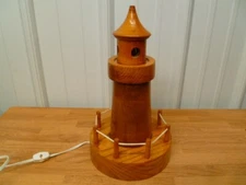 Hand Made Sturdy Wooden Working Lighthouse Lamp with Toggle Switch