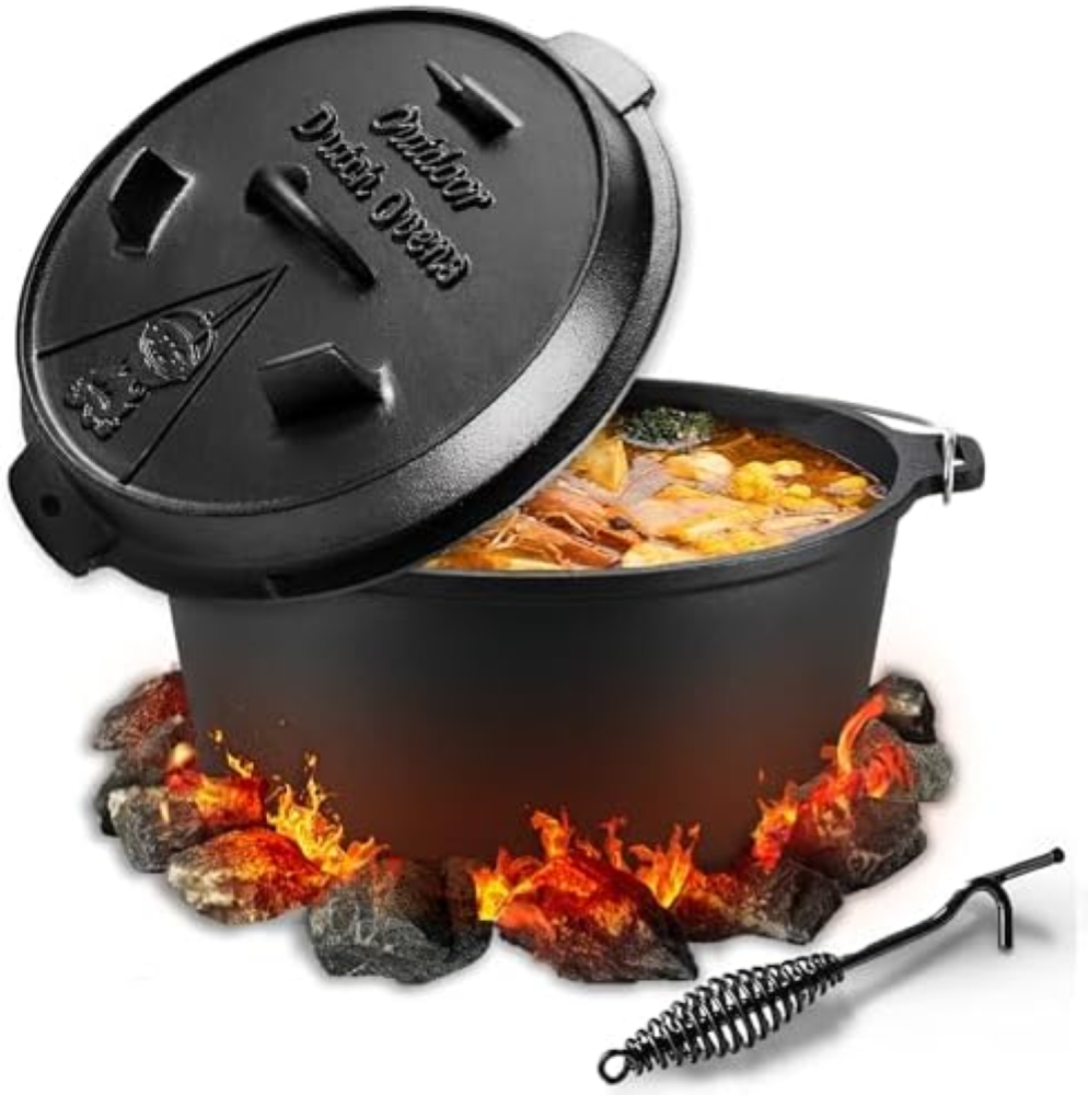 Dutch Oven, Dutch Oven 9 litri, pentola bruciata con coperchio sollevatore, in g