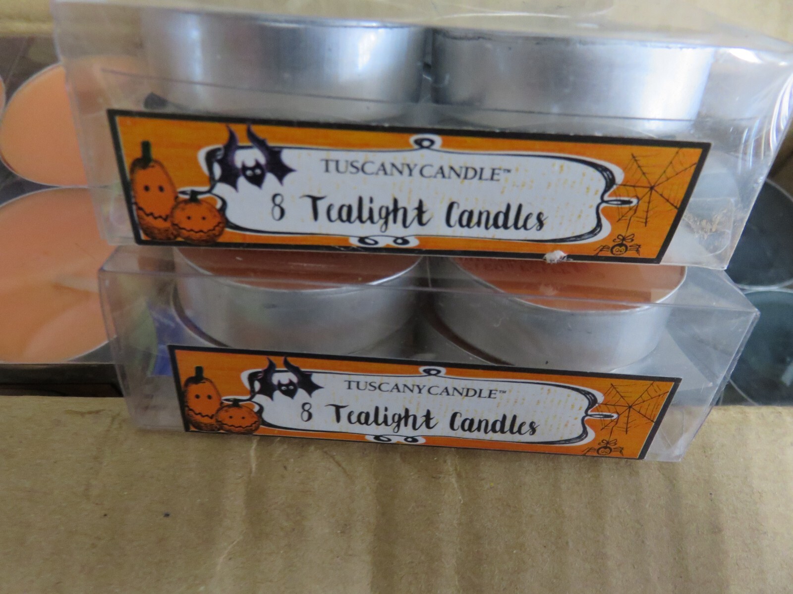 96-Pk Black & Orange Tea Lights Tuscany Candle Halloween Party Unscented