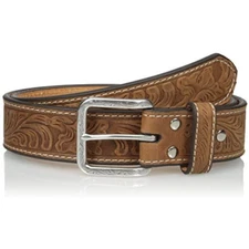 Nocona Belt Co. Men's Floral Embose, Medium Brown, 40