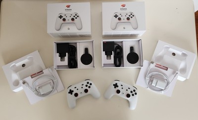 NEU 2X GOOGLE STADIA PREMIERE EDITION BLUETOOTH CONTROLLER + CHROMECAST ULTRA 4K