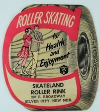 1930's-50's Skateland Roller Rink, Silver City, Mew Mex. Label Vintage B3