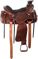 Leather Western Wade Horse Saddle With Tack Set Seat Size, 14" 18" Inches Seat.
