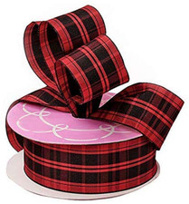 Buffalo Plaid Christmas Wired Ribbon - 1 1/2" x 25 Yards, Valentine's Day