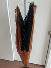 New RITU KUMAR Style Black Rust Pure Gold Zari 100% Silk Wrap Dupatta Shawl 94" — photo 6