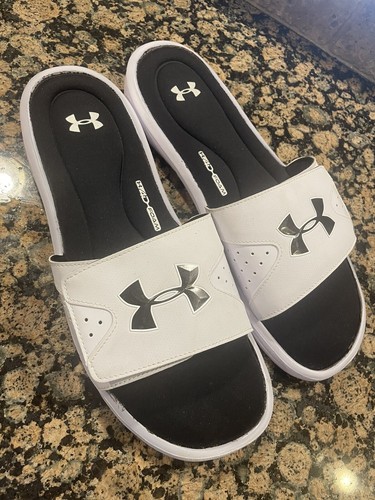 Under Armour Men's Slide-Sandals 4D Foam White/Black SZ 14 | eBay