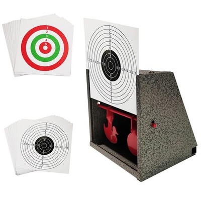 Atflbox BB Trap Target with 20pcs Paper Targets and 5.5 x 6 x 4.7'', Grey