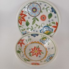 Lote de 10 Vajilla Umbral Floral Melamina 5 Platos 5 Cuencos