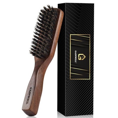 GAINWELL Mens Wild Boar Bristle Hair Brush for Men, Slick Back Regular, Black