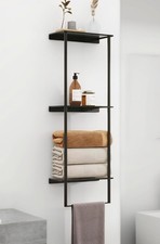 3-Tier Wall-Mounted Towel Rack With Shelf Bar Bathroom Towel Storage Organizer