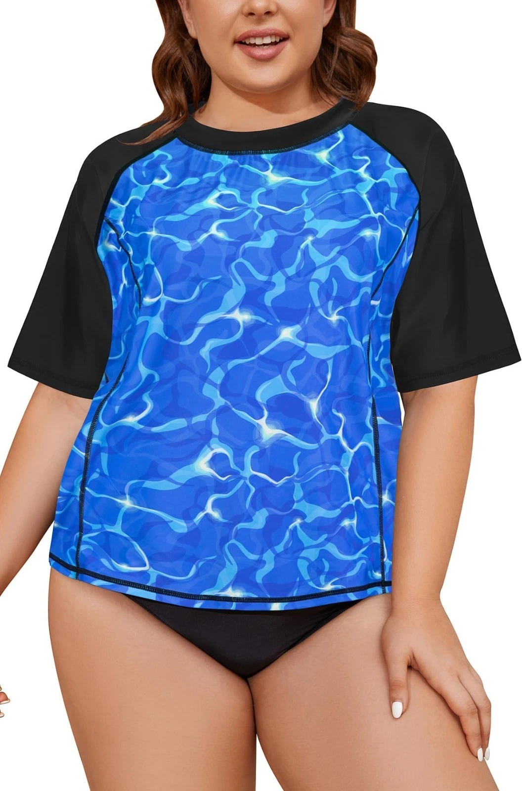 Womens Short Sleeve Rash Guard Tops Sun Protection Beach Swim Shirts Size 22W