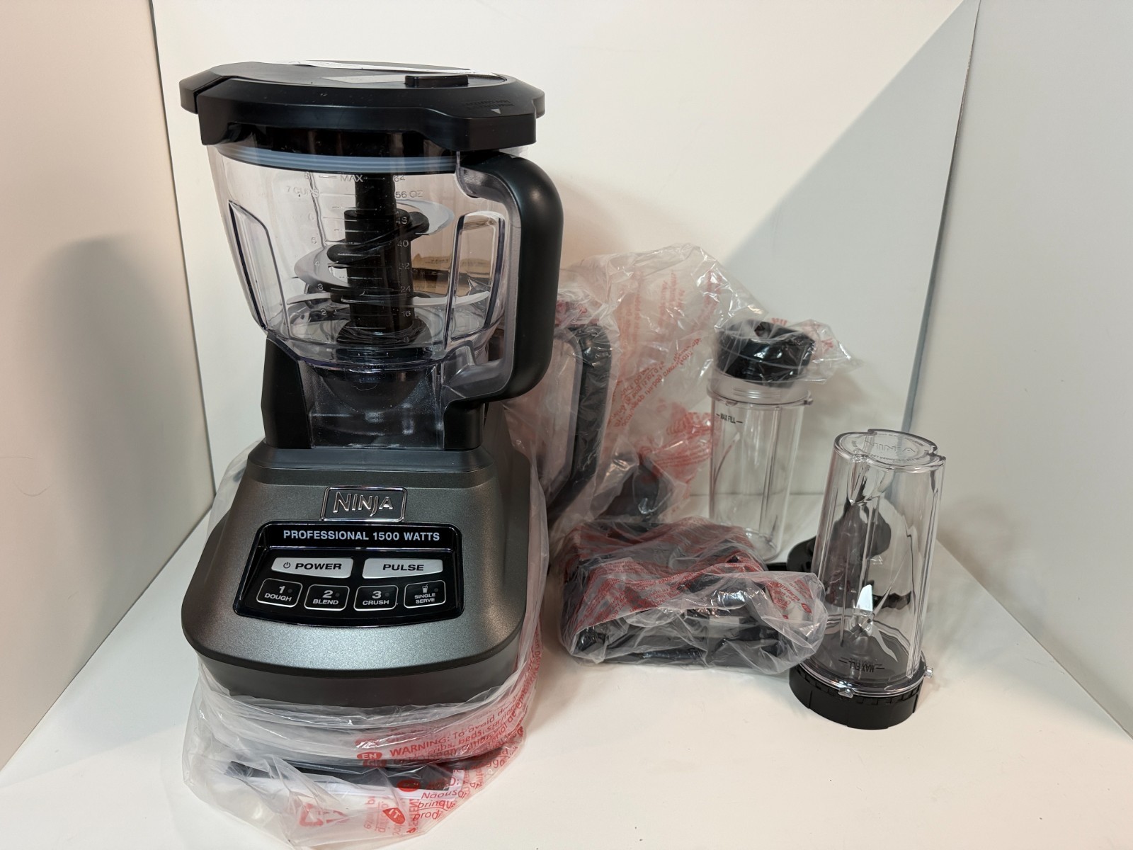 NINJA Mega Kitchen Sys 72 oz. 5-Speed Black Blender, Food Processor, Travel Cups