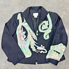 Silk Club - 100 Silk Vintage Blazer Boho Paisley sz P/M - Colorful, pastel