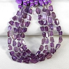 Tumble Cut Amethyst Gems 6-9mm Nugget Beads 8" Strand