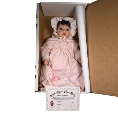 Adora Name Your Own Baby Doll Blue Eyes Brown Hair Pink Outfit Bonnet Pacifier