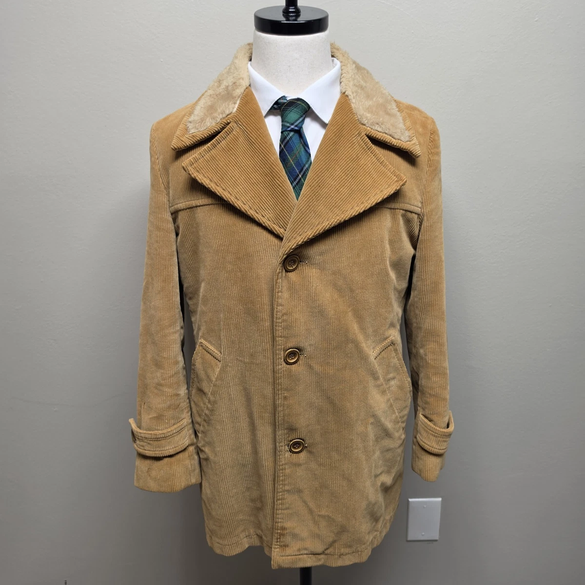 Corduroy Brown 1970s Vintage Outerwear Coats & Jackets for Men for