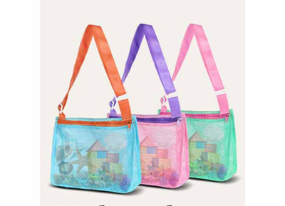 VOROLO 3 Pack of Tote Mesh Sea Shell Beach Bag for Holding Toys for Kids