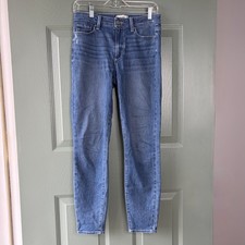 Paige Hoxton Ankle Womens 27 Stretch Mid Rise Medium Wash Denim Jeans Distressed