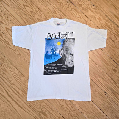 Vintage Samuel Beckett Waiting For Godot Literary Graphic T-Shirt White L