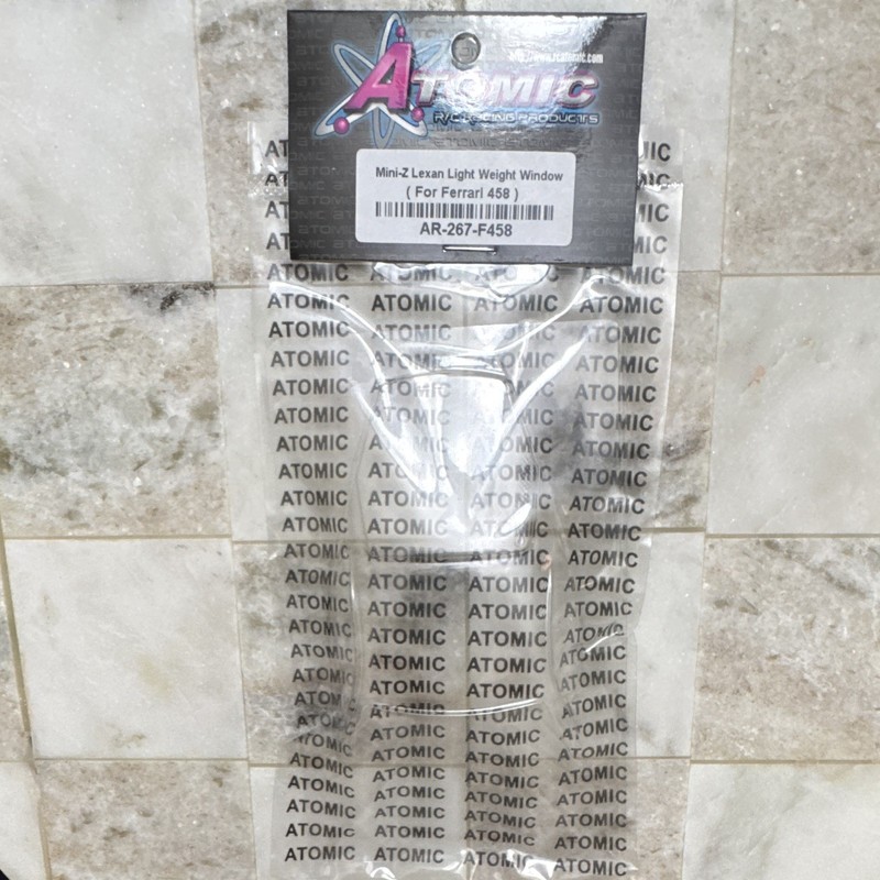 Atomic Mini-Z Lexan Lightweight Window Ferrari 458 Clear 1:27 AR-267-F458