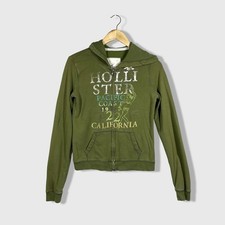 Hollister Full Zip Hoodie Womens Medium Green Y2K Surf Gorpcore Indie