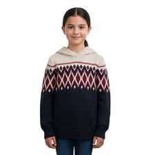 Old Navy Kids Hooded Sweater Unisex Fair Isle Nordic Pullover 100 Cotton Sz M 8