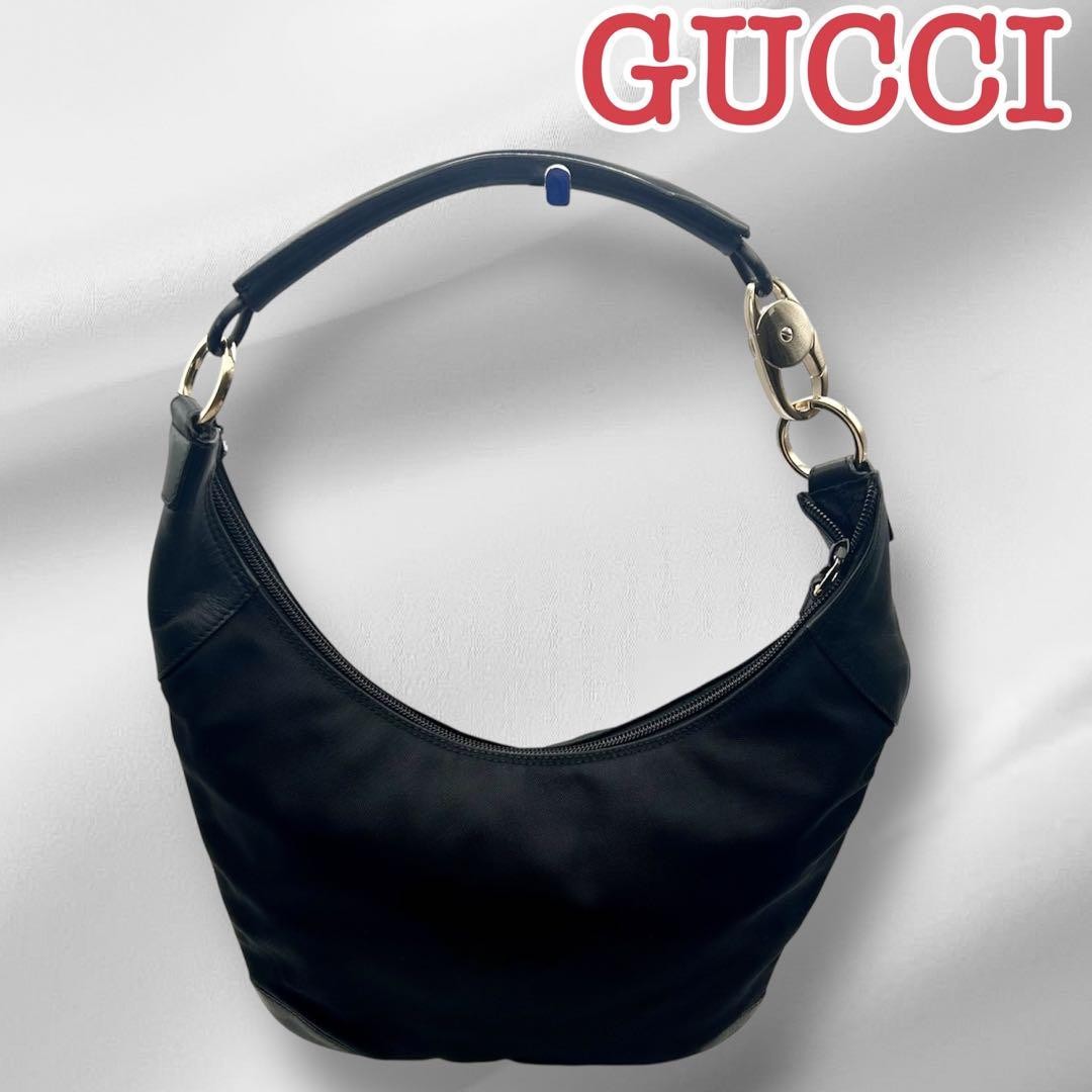 GUCCI Black Nylon Shoulder Bag with Adjustable Strap