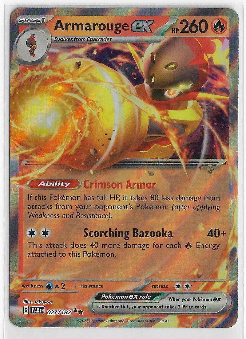 POKEMON Scarlet&Violet - Paradox Rift NM Double Rare HOLO #027/182 ARMAROUGE ex