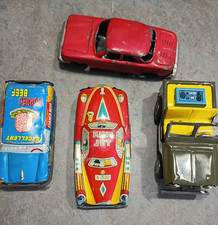 Tin car / jeep vtg toy lot king jet corned beef / Japan