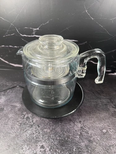 Vintage Pyrex Flameware 7756-B Glass Percolator Coffee Pot Complete 4-6 Cup 6C