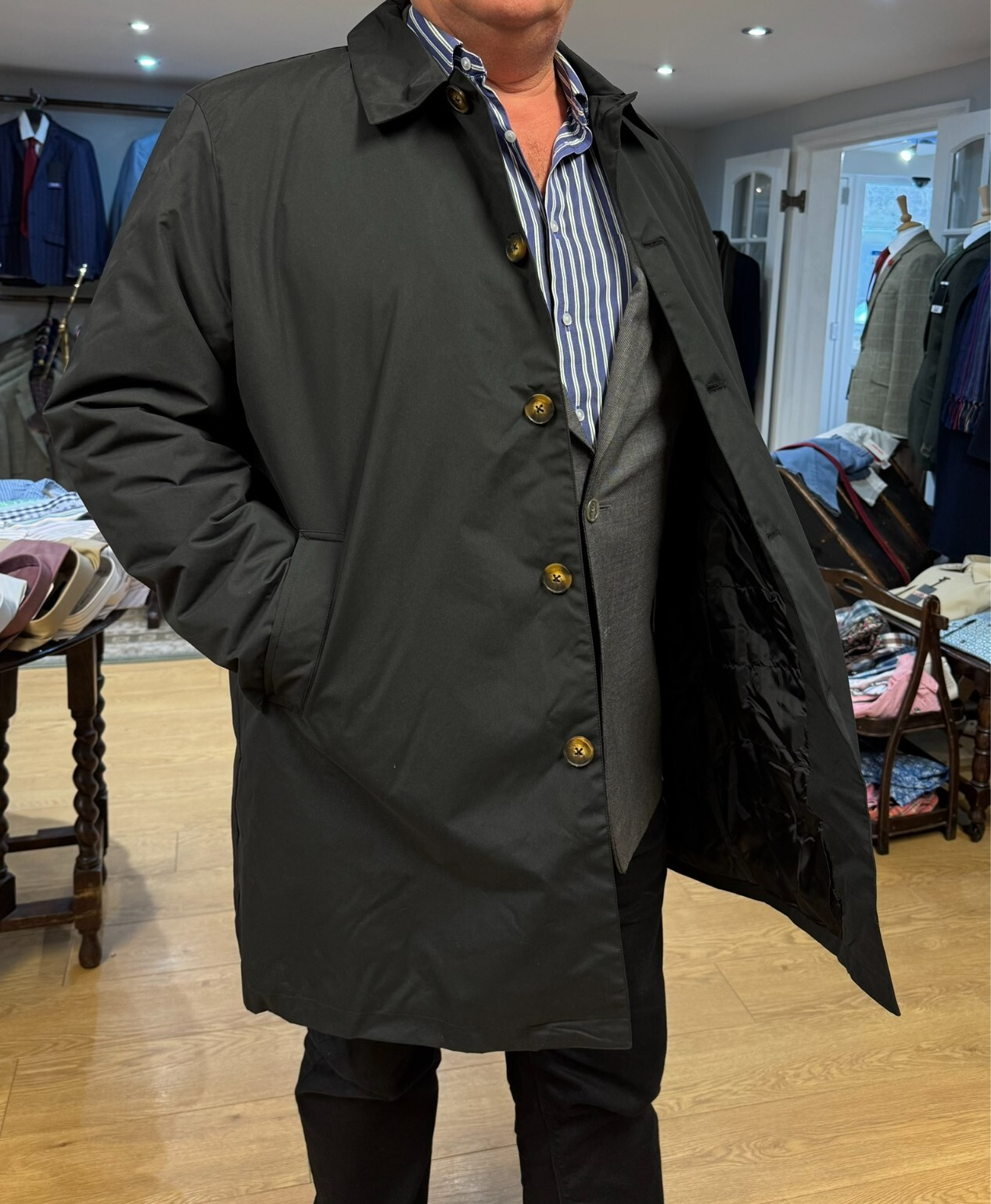 Black Raincoat Coat Jacket Winter Showerproof Windproof Business Work Formal New-image