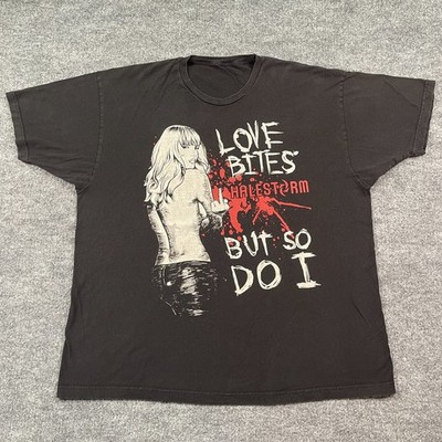 Halestorm Rock Band Shirt 2XL 25x29 Love Bites But So Do I Middle Finger
