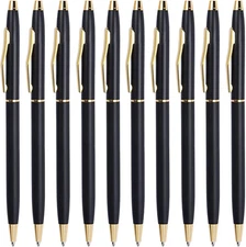 10PCS 1mm Ballpoint Pens Quick Drying Black Ink Business Signature Pens