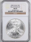 2000 1oz Silver American Eagle MS69 NGC 3678420-014 Millennium Set