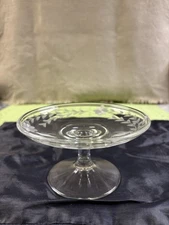 Etched Glass Compote/Pedestal Dish, 5.5” Diameter, 3” Tall, Vintage