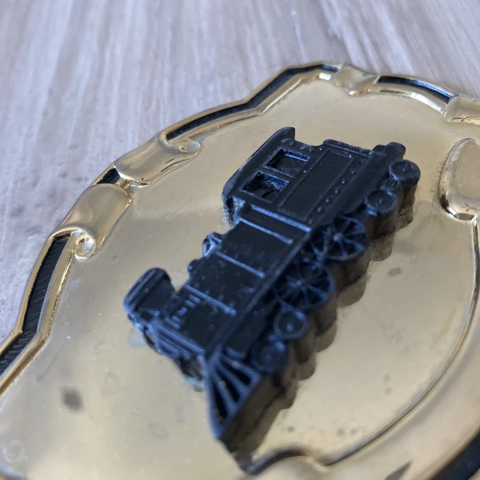 Hebilla de cinturón locomotora de vapor tren ferrocarril vintage hecha en EE. UU. Foto 4 de 4