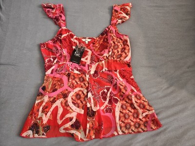 Klass Red Floral Ruffle Top - New With Tags - Size 16