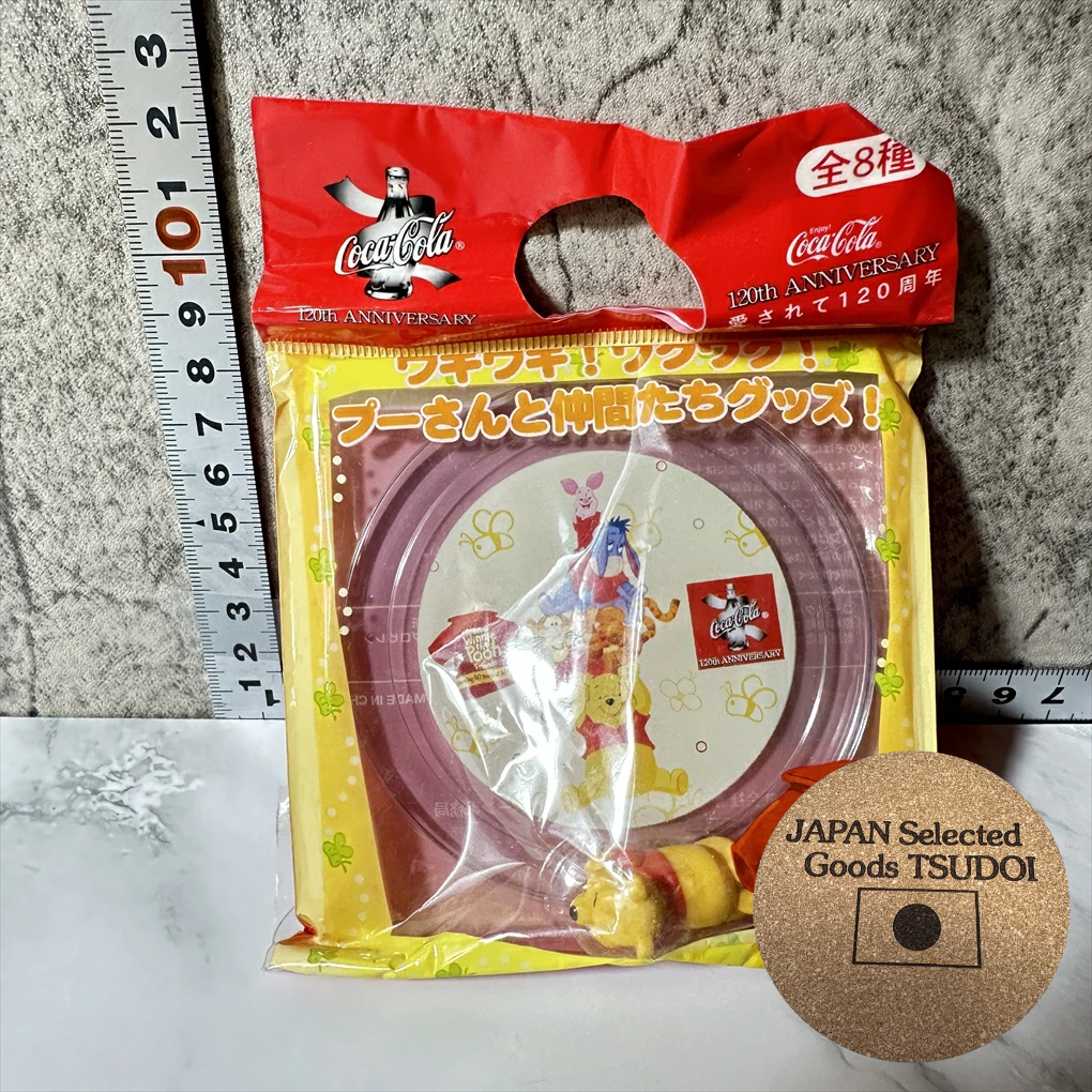 Coca-Cola Winnie the Pooh Resin Coaster & Figure Set Japanese Promo 3.5 Inch AS 000647