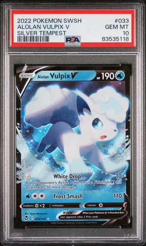 2022 Pokemon Silver Tempest Alolan Vulpix V Silver Tempest PSA 10 #033